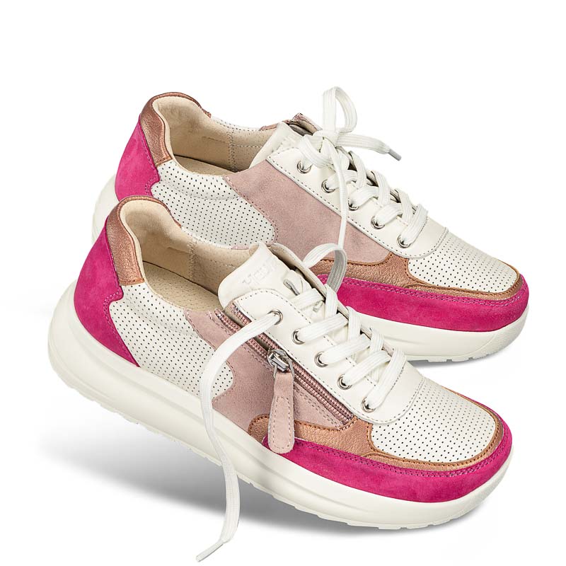 Chaussures de confort Helvesko : modle Silka, blanc/rose